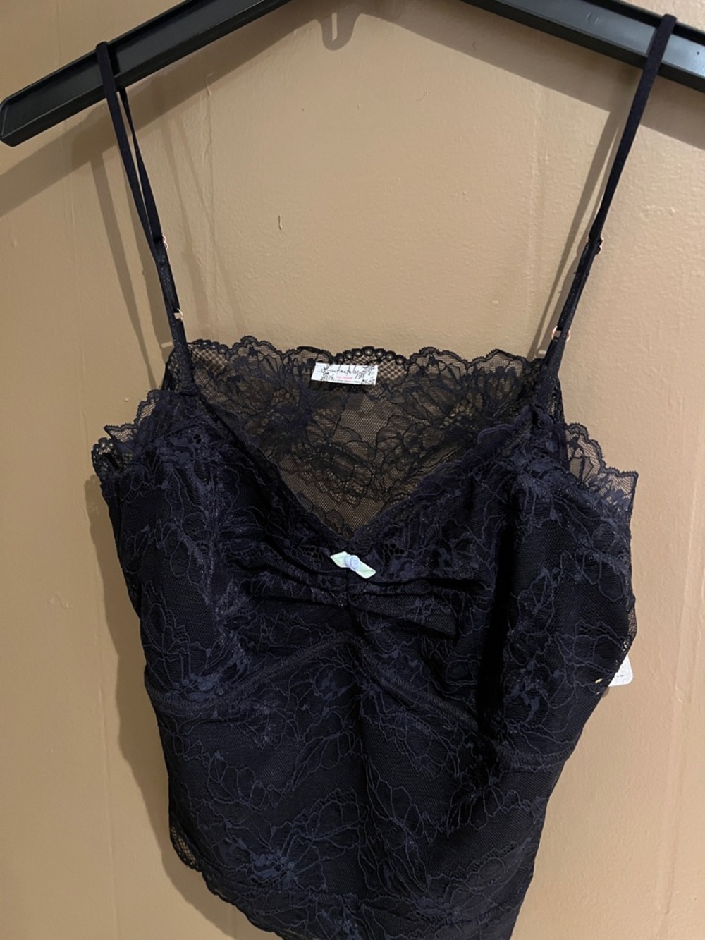 Free People Intimately Lace Illusion Camisole Cami Top - Black Sz XL NEW